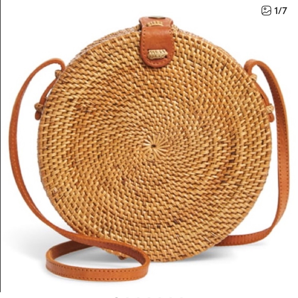 Straw Studios Woven Rattan Crossbody Bag